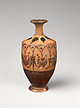 Terracotta lekythos (oil jar), Terracotta, Greek, Euboean